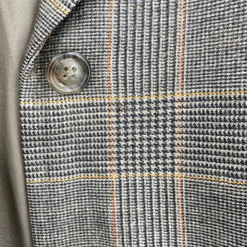 Lands End Blazer Jacket Women 22W Brown Plaid Wool Cashmere Office Academic Work